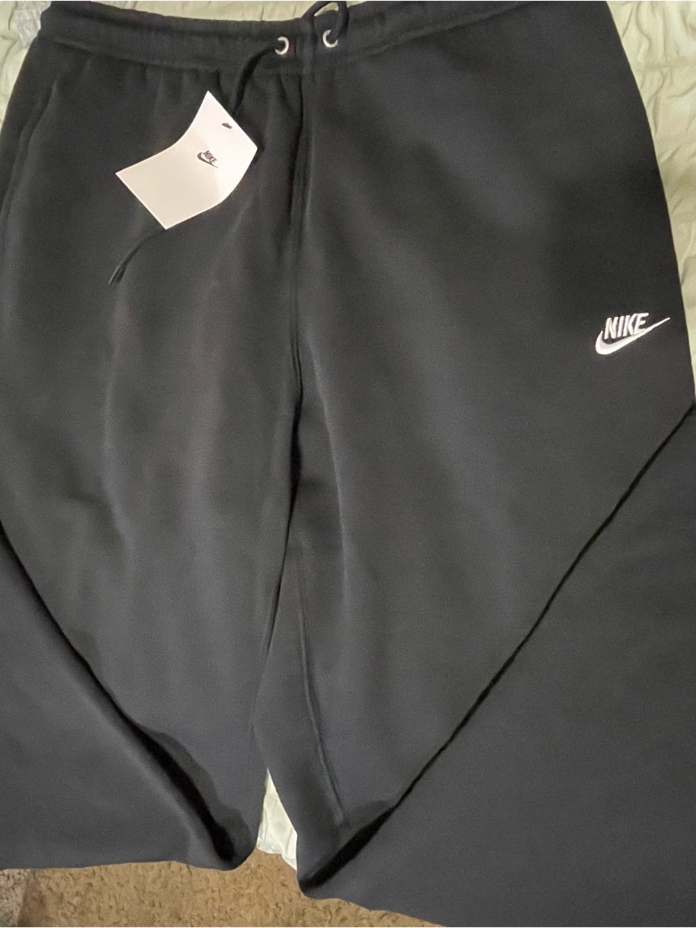 Nike Black Jogger Sweatpants with White Swoosh